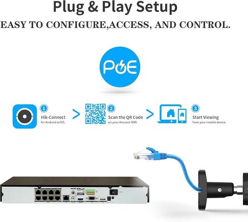 DS-7608NI-Q2/8P 4K 8-ch PoE 8 مسجل فيديو شبكة NVR، الطاقة عبر الإيثرنت، الإصدار الإنجليزي الدولي، يدعم ما يصل إلى 8 تيرابايت HDD (غير متضمن) in Kuwait
