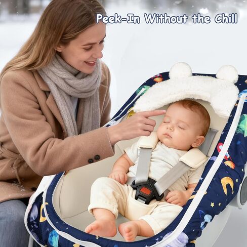 غطاء مقعد سيارة شتوي من Pea Pod للطفل، غطاء مظلات لمقعد السيارة للأطفال حديثي الولادة، بطانة داخلية من الصوف المخملي الدافئ تحمي الطفل من الرياح الباردة، زهور أنيقة in Saudi Arabia