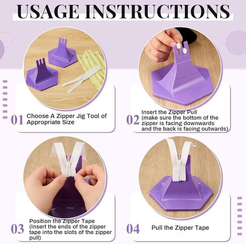 Leinuosen 2 PCS Zipper Jig Tool for Zipper يسحب 4 الحجم#3#5#7#8 Handy Zip Fastener Jig لتركيب الأداة zip sliders لسترات البنطلون (الأزرق) in Kuwait