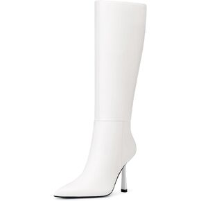 Womens Knee High Boots: Sexy Stiletto Heels Boots - Heeled Wide Calf Tall Booties Women - Black Leather Heeled Fall Boot Night Out Dancing Size 7 in Kuwait