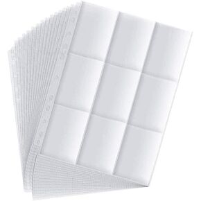 1800 Pockets Trading Card Sleeve Pages ، 100 Pack Side Side 9-Pocketors Black Card Sleeves Sheets 11 Ring لبطاقات الرياضة ذات الحجم القياسي ، وبطاقات البيسبول ، وبطاقات اللعبة (100) in Kuwait