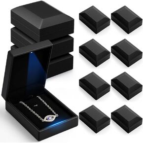 12 Pcs Black Ring Box with LED Light Wedding Earring Gift Box Square Shaped Elegant Velvet Display Ring Boxes Bulk for Engagement Proposal Ceremony Anniversary Birthday in Kuwait