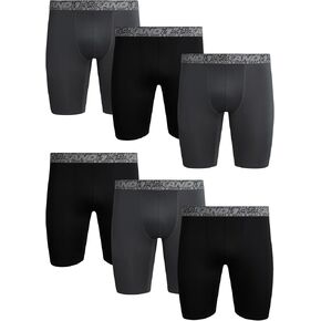 ملابس داخلية للرجال من AND1 - 6 قطع من الملابس الداخلية المضغوطة ذات الأرجل الطويلة (S-3XL)، مقاس صغير، أسود/أحمر/كحلي in Kuwait
