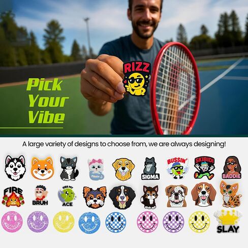 مُرطب مضارب التنس - تصميمات لطيفة - ممتص صدمات التنس للمضارب لتقليل الاهتزاز والضوضاء - ملحقات آمنة وسهلة التركيب للاعبين من جميع المستويات in Kuwait