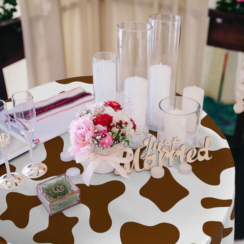 3 Pcs Cow Tablecloth Round Print Table Cloths Plastic,84'' Disposable Cow Themed Table Cover for Farm Animal Birthday Party,Picnic,Farmhouse Dining Supplies(Black White) in Saudi Arabia