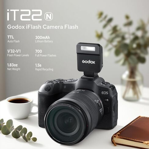 فلاش Godox iT22-S لسوني، فلاش TTL صغير مع شاشة بديهية، إعادة تدوير 1.5 ثانية، 700 ومضة طاقة كاملة مع بطارية مدمجة للشحن USB-C فلاش جيب محمول (أسود) in Saudi Arabia