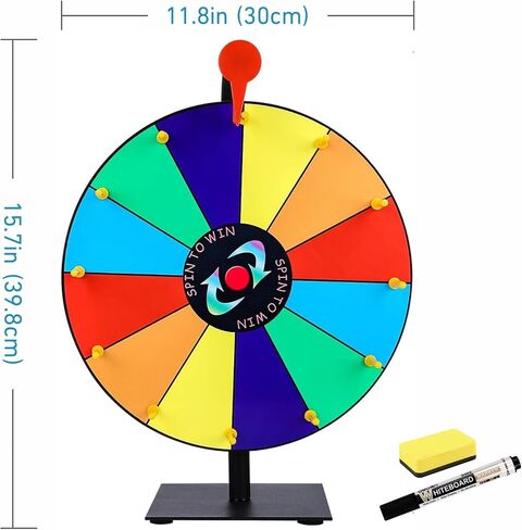 24-inch Spinning Prize Wheel with Wheels, Adjustable 37"-65" Height Spin Doodle Game Spinner, Storable Prize Wheel Spinner with Tripod Stand, Wheel of Fortune Game, 14 Colors in Saudi Arabia