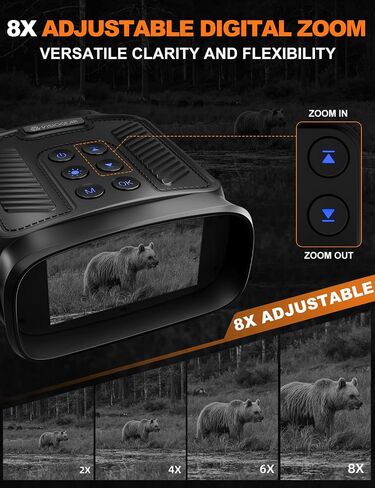 نظارات الرؤية الليلية - مناظير رؤية ليلية Eagle 4K للبالغين، مناظير مزدوجة الأوضاع مع بطارية 5000 مللي أمبير في الساعة، بطاقة SD سعة 32 جيجابايت متضمنة للمغامرة والمراقبة، أسود in Kuwait