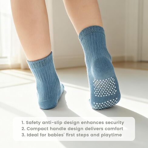 Baby Toddler Essentials Non-Slip Crew Socks for Unisex Boys Girls in Saudi Arabia