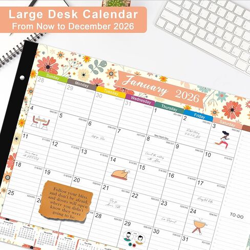 Desk Calendar 2025-2026 - 18 Months Large Desk Calendar From Jul 2025 to Dec 2026, 22" x 17" Desk Pad Calendar, Office Supplies Perfect for Organizing and Planning In Office, School or Home in Saudi Arabia