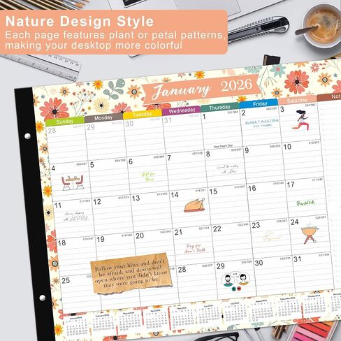 Desk Calendar 2025-2026 - 18 Months Large Desk Calendar From Jul 2025 to Dec 2026, 22" x 17" Desk Pad Calendar, Office Supplies Perfect for Organizing and Planning In Office, School or Home in Saudi Arabia