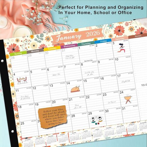 Desk Calendar 2025-2026 - 18 Months Large Desk Calendar From Jul 2025 to Dec 2026, 22" x 17" Desk Pad Calendar, Office Supplies Perfect for Organizing and Planning In Office, School or Home in Saudi Arabia
