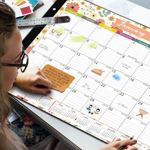 Desk Calendar 2025-2026 - 18 Months Large Desk Calendar From Jul 2025 to Dec 2026, 22" x 17" Desk Pad Calendar, Office Supplies Perfect for Organizing and Planning In Office, School or Home in Saudi Arabia