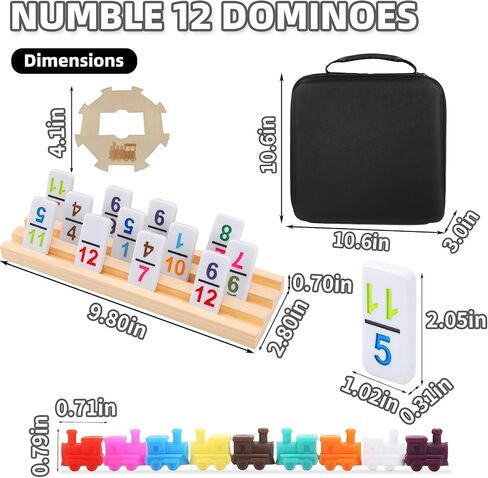 مجموعة دومينو قطار مكسيكي وأرقام و 8 حاملين خشبيين ، لعبة Double 12 Domino Train مع 91 بلاطًا ملونًا وحالة محمية ، مجموعة Domino للأطفال ، ألعاب فريق عائلة البالغين. in Saudi Arabia
