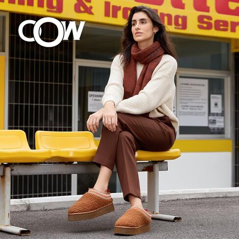 CCF Fuzzy Cute Platform Slippers for Women with Memory Foam Shoes Winter Slippers for Indoor and Outdoor in Kuwait