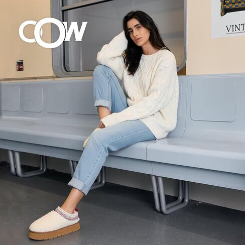 شبشب CCF Fuzzy Cute Platform للنساء مع أحذية من الإسفنج الذكي ونعال شتوية للاستخدام الداخلي والخارجي in Kuwait