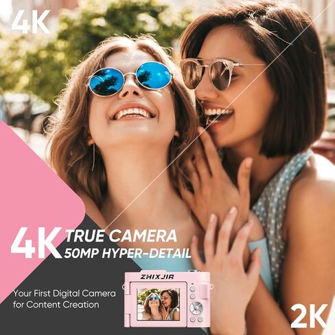 4K Digital Camera for Photography- 50MP Autofocus Vlogging Camera with 2.8" 180°Flip Screen, 18X Digital Zoom- Compact Point and Shoot Camera with 32GB TF for YouTube, Travel, Beginners, Black in Saudi Arabia