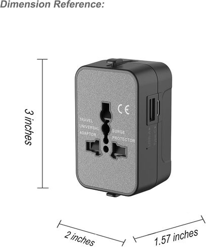 Premium Travel Adapter, Portable Universal All in One Worldwide Power Adapter, European Travel Plug Adapter, Power Converter Adapter Combo, for AC Power Plug, Car Power, with Dual USB Charging Ports in Kuwait