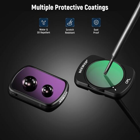 مجموعة مرشح الأشعة فوق البنفسجية المغناطيسية ND CPL من NEEWER متوافقة مع ملحقات DJI Osmo Pocket 3 Creator Combo، المستقطبة ND ND16/PL ND32/PL ND64/PL ND256/PL، طقم مرشح عدسات مكون من 6 قطع + قطعة قماش للتنظيف 2X in Kuwait