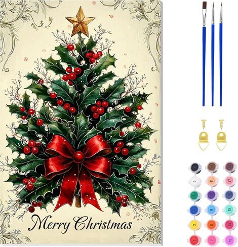 Zendiyo Christmas Gnome Paint by Numbers Kits for البالغين المبتدئين على القماش مع طلاء خشبي مؤطر ، وسهل البالغين من قبل مجموعات الأرقام ، و Diy Acrylic Color Paint in Kuwait