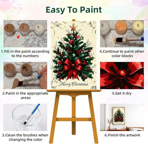 Zendiyo Christmas Gnome Paint by Numbers Kits for البالغين المبتدئين على القماش مع طلاء خشبي مؤطر ، وسهل البالغين من قبل مجموعات الأرقام ، و Diy Acrylic Color Paint in Kuwait