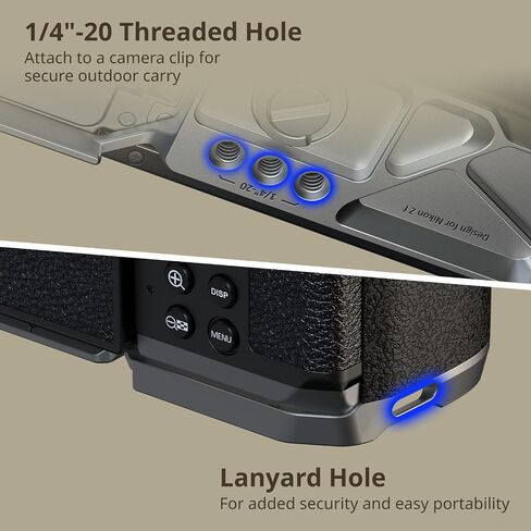 SmallRig Silicone L-Shape Grip for Nikon Z f Built-in Quick Release Plate for Arca and Wrist Strap Hole, Ergonomic Silicone Handgrip with 1/4"-20 Threaded Holes for Tripods (Silver) - 5706 in Saudi Arabia