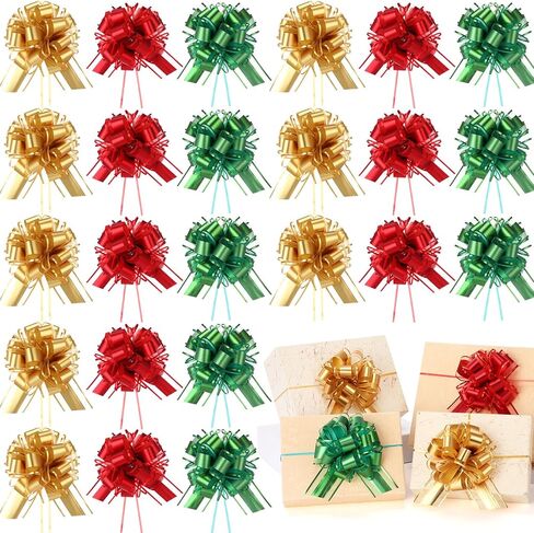48 PCS أقواس سحب كبيرة للهدية غلاف 6 بوصة ملونة السحب أقواس الصناديق هدايا سلة التغليف عيد ميلاد الزفاف عيد الميلاد عيد الشكر ديكور الحفل (الذهب البرتقالي البني) in Saudi Arabia