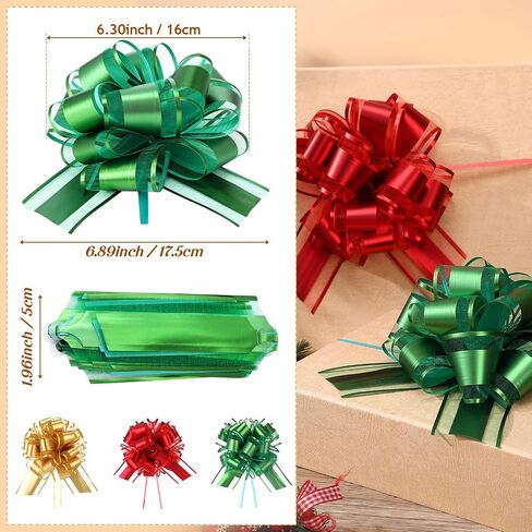 48 PCS أقواس سحب كبيرة للهدية غلاف 6 بوصة ملونة السحب أقواس الصناديق هدايا سلة التغليف عيد ميلاد الزفاف عيد الميلاد عيد الشكر ديكور الحفل (الذهب البرتقالي البني) in Saudi Arabia