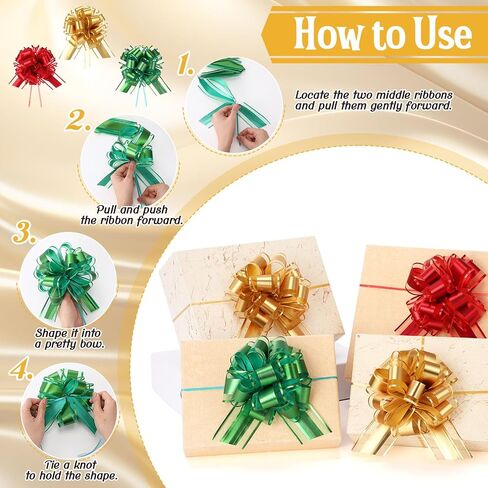 48 PCS أقواس سحب كبيرة للهدية غلاف 6 بوصة ملونة السحب أقواس الصناديق هدايا سلة التغليف عيد ميلاد الزفاف عيد الميلاد عيد الشكر ديكور الحفل (الذهب البرتقالي البني) in Saudi Arabia