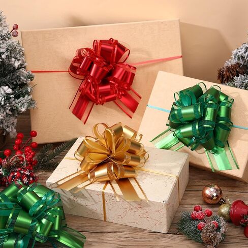 48 PCS أقواس سحب كبيرة للهدية غلاف 6 بوصة ملونة السحب أقواس الصناديق هدايا سلة التغليف عيد ميلاد الزفاف عيد الميلاد عيد الشكر ديكور الحفل (الذهب البرتقالي البني) in Saudi Arabia