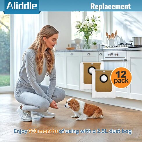 16 حزمة من أكياس الغبار البديلة تناسب مكنسة Eufy E25 Omni E28 Omni Robot، 3 طبقات مانعة للتسرب بديلة E25 أكياس غبار in Kuwait