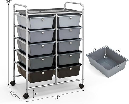 GLACER 15 Drawers Rolling Cart, Storage Cart with w/Removable Drawers & Steel Frame, Multipurpose Organizer Cart w/Sleek Handle, Utility Cart on Lockable Wheels for Home, School, Office (White) in Kuwait