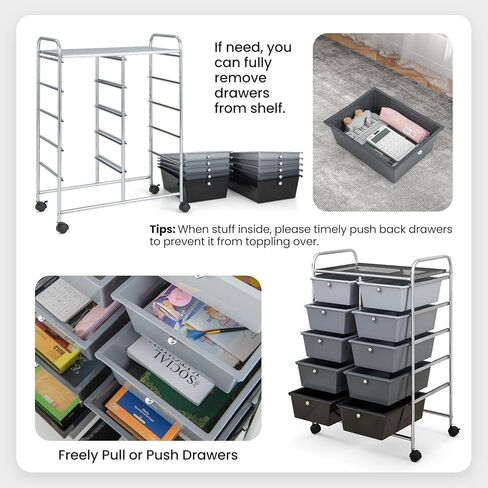 GLACER 15 Drawers Rolling Cart, Storage Cart with w/Removable Drawers & Steel Frame, Multipurpose Organizer Cart w/Sleek Handle, Utility Cart on Lockable Wheels for Home, School, Office (White) in Kuwait