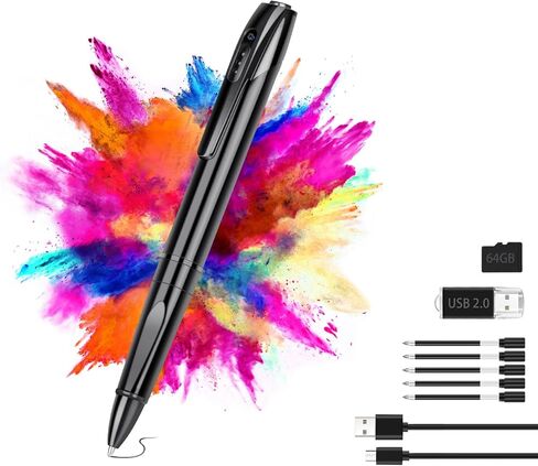 Mini Camera Pen, 1080P HD Security Camera, 64GB Storage, 150 Mins Use, USB Charging Pocket Cam, 5 Refills in Kuwait