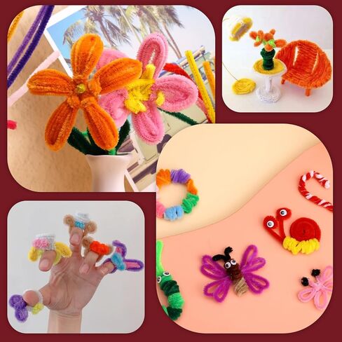 Giwrmu 200pcs 20colors Pipe Cleaners Craft, Pipe Cleaners Chenille Stem, Fuzzy Sticks Craft Supplies, Multi-Colored Pipe Cleaner for Creative Handmade DIY Art Craft Project in Saudi Arabia