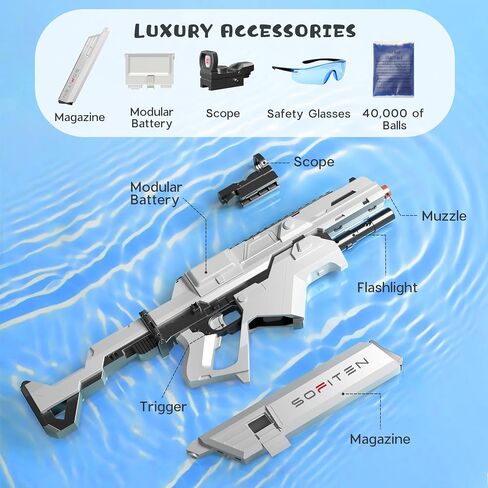 لعبة Gel Ball Blaster ذات السرعة العالية البالغة 180+FPS Gel Gun Blaster مع أضواء أنيقة الجري و 40،000 جولة هدايا عيد ميلاد لعبة Easter Easter Exter in Kuwait