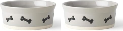 PetRageous 17002 Classy Bones Two-Tone Stoneware Dishwasher-Safe Dog Bowl 1.5-Cup Capacity 5-Inch Diameter 2-Inch Tall for Extra Small Dogs or Small Dogs and Cats, Grey in Saudi Arabia