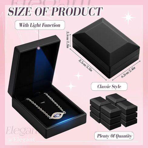 12 Pcs Black Ring Box with LED Light Wedding Earring Gift Box Square Shaped Elegant Velvet Display Ring Boxes Bulk for Engagement Proposal Ceremony Anniversary Birthday in Kuwait