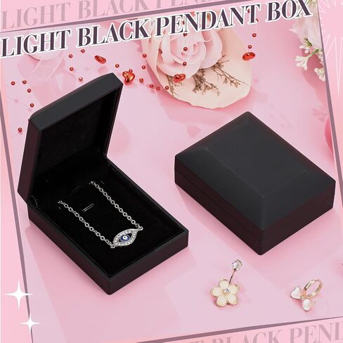 12 Pcs Black Ring Box with LED Light Wedding Earring Gift Box Square Shaped Elegant Velvet Display Ring Boxes Bulk for Engagement Proposal Ceremony Anniversary Birthday in Kuwait