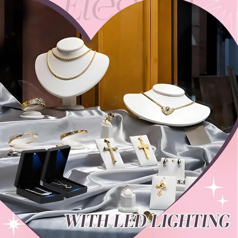 12 Pcs Black Ring Box with LED Light Wedding Earring Gift Box Square Shaped Elegant Velvet Display Ring Boxes Bulk for Engagement Proposal Ceremony Anniversary Birthday in Kuwait