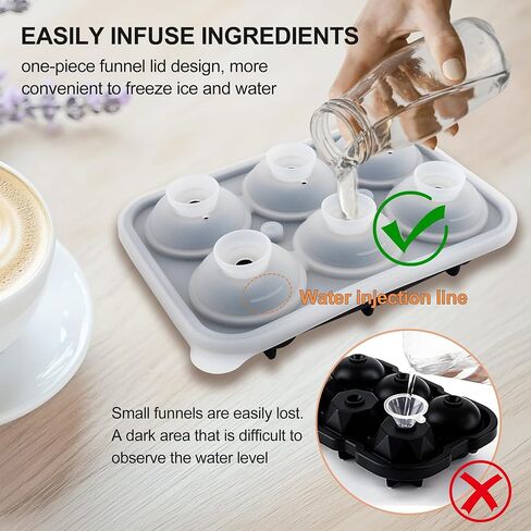 Silicone Ice Cube Tray for Freezer with Lid — 4 Large 70mm Cat Ice Ball Molds | Cute BPA Free Silicone Ice Cube Trays for Whiskey, Cocktails, Coffee & Cat Lover Gifts in Kuwait