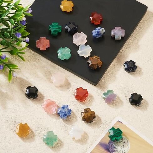 30 PCS Gemstone Cross Beads Small Cranses Crystal Stone Bead Turquoise Cross Beads Small Crucifix Charms for Easter Holiday Bracelet Neckleace Making Jewel in Saudi Arabia