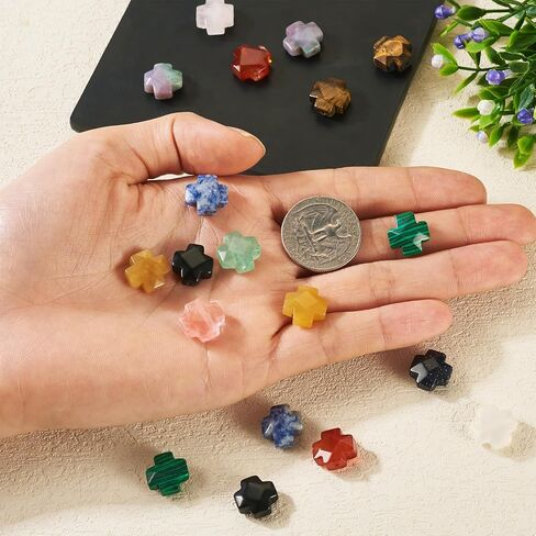 30 PCS Gemstone Cross Beads Small Cranses Crystal Stone Bead Turquoise Cross Beads Small Crucifix Charms for Easter Holiday Bracelet Neckleace Making Jewel in Saudi Arabia
