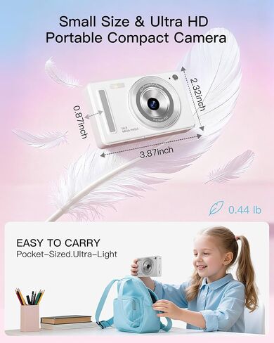 Digital Camera, FHD 1080P Point and Shoot Camera with 32GB SD Card, 2 Batteries, 16X Zoom, Anti Shake, Compact Small Design for Kids Teens Students Girls Boys (Black) in Saudi Arabia