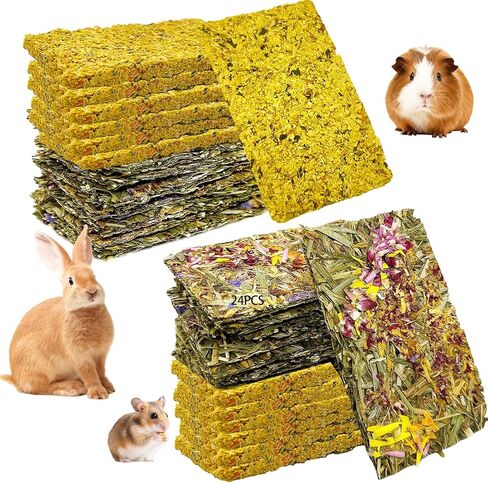 Hamiledyi Rabbit Chew Toys 15 Pieces Natural Timothy Hay Chips Chew Treats with Herbal Floral Scent for Rabbit Guinea Pig Hamster Chinchilla in Saudi Arabia