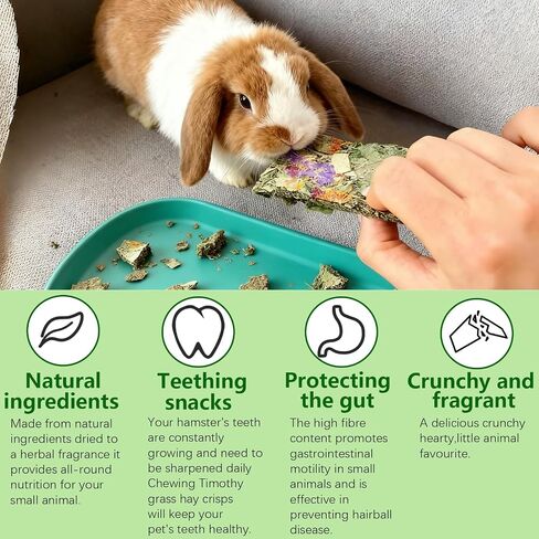 Hamiledyi Rabbit Chew Toys 15 Pieces Natural Timothy Hay Chips Chew Treats with Herbal Floral Scent for Rabbit Guinea Pig Hamster Chinchilla in Saudi Arabia