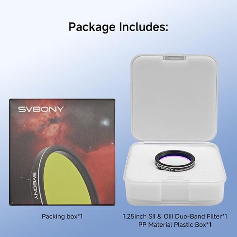 مرشح تلسكوب SVBONY SV220، مرشح سديم SII & OIII 7 نانومتر ثنائي النطاق 2 بوصة، عمق قطع ناقل الحركة العالي OD5، تعزيز تباين التصوير، تقليل التلوث الضوئي للتصوير الفلكي in Saudi Arabia