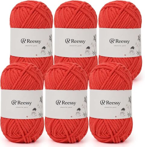 Bulky Chenille Yarn for Crocheting – 6 Pack of 50g/1.76oz Skeins, Pure Polyester, CYC #5 Bulky Weight – Thick Chunky Chenille Yarn Pack for Crafting Plush Toys, Blankets, Scarves(Sky Blue) in Kuwait