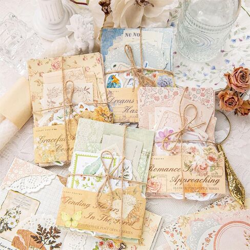 120 ورقة أوراق سجل القصاصات الأزهار مجلة Scrapbooking Supplies Kit Junk Journal Supplies ورقة زخرفية للحرف اليدوية للمخطط ، Bullet Journal Collage Card Cards Retro Crafts in Saudi Arabia