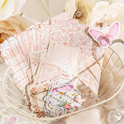 120 ورقة أوراق سجل القصاصات الأزهار مجلة Scrapbooking Supplies Kit Junk Journal Supplies ورقة زخرفية للحرف اليدوية للمخطط ، Bullet Journal Collage Card Cards Retro Crafts in Saudi Arabia